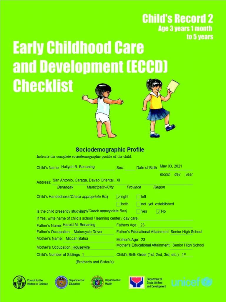 ECCD Checklist for Child Development | PDF | Shape
