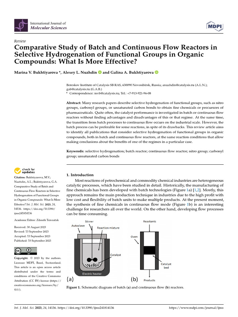 ijms-24-14136 | PDF | Chemical Reactor | Catalysis