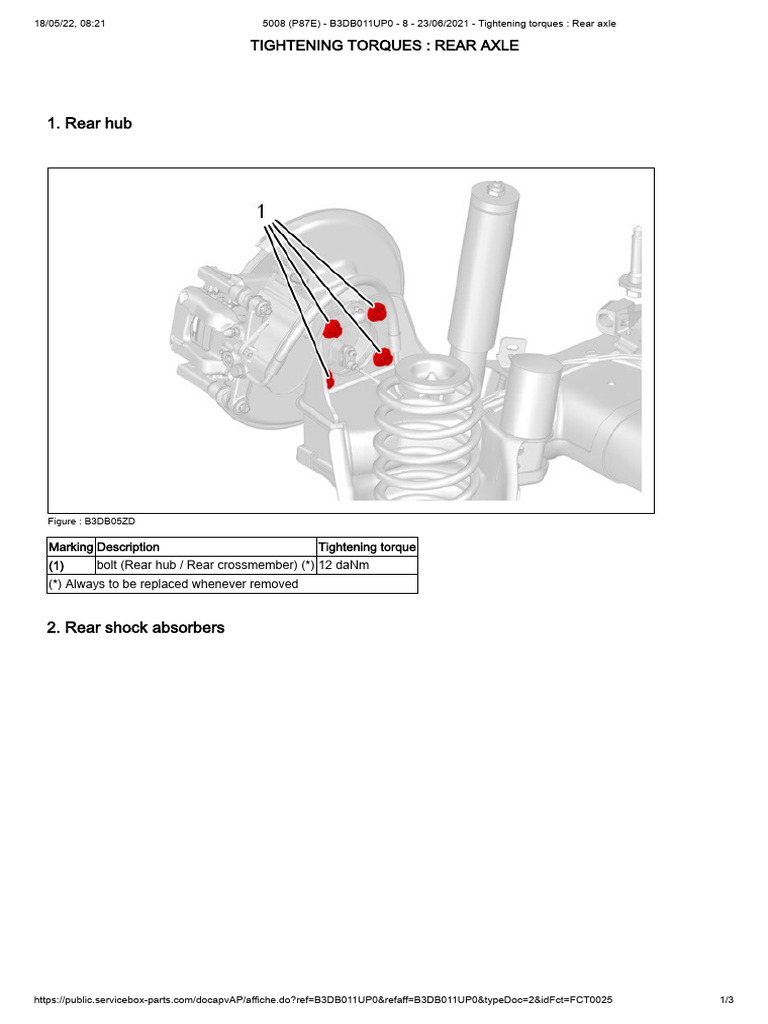 Rear Axle Tightening Torques Guide | PDF
