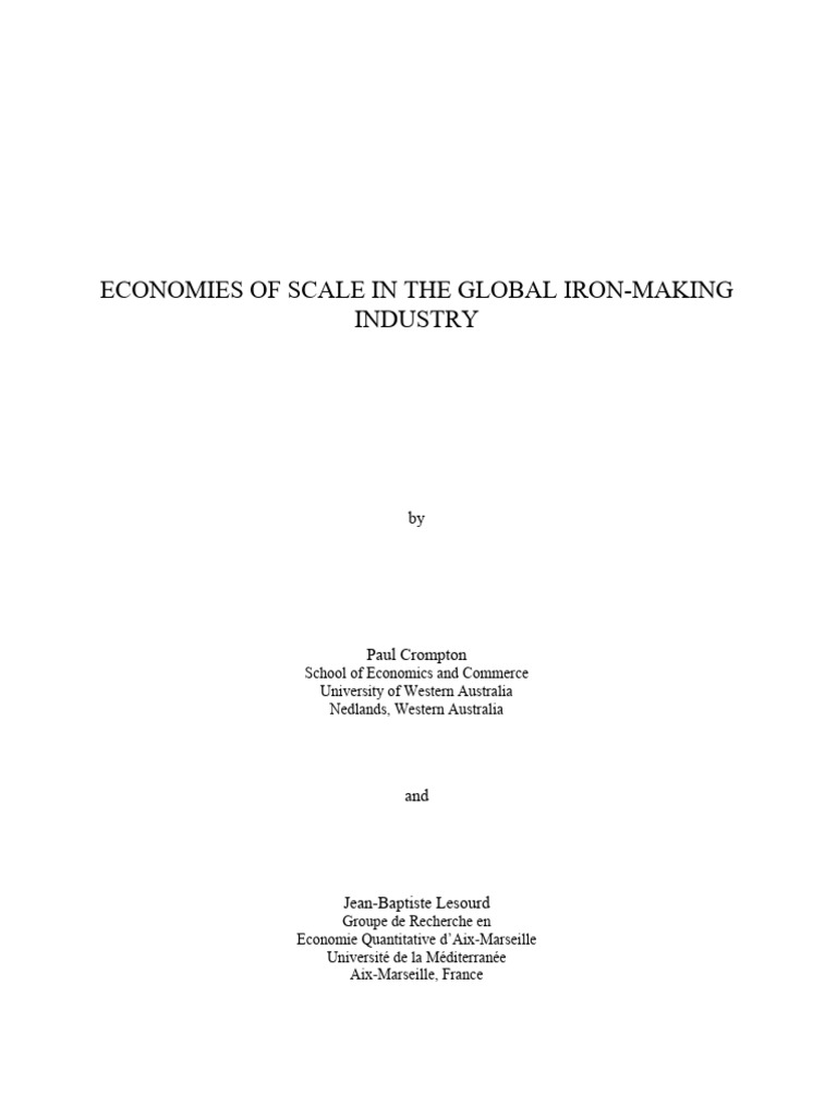 Economies of Scale in The Global Iron-Making Industry | PDF ...
