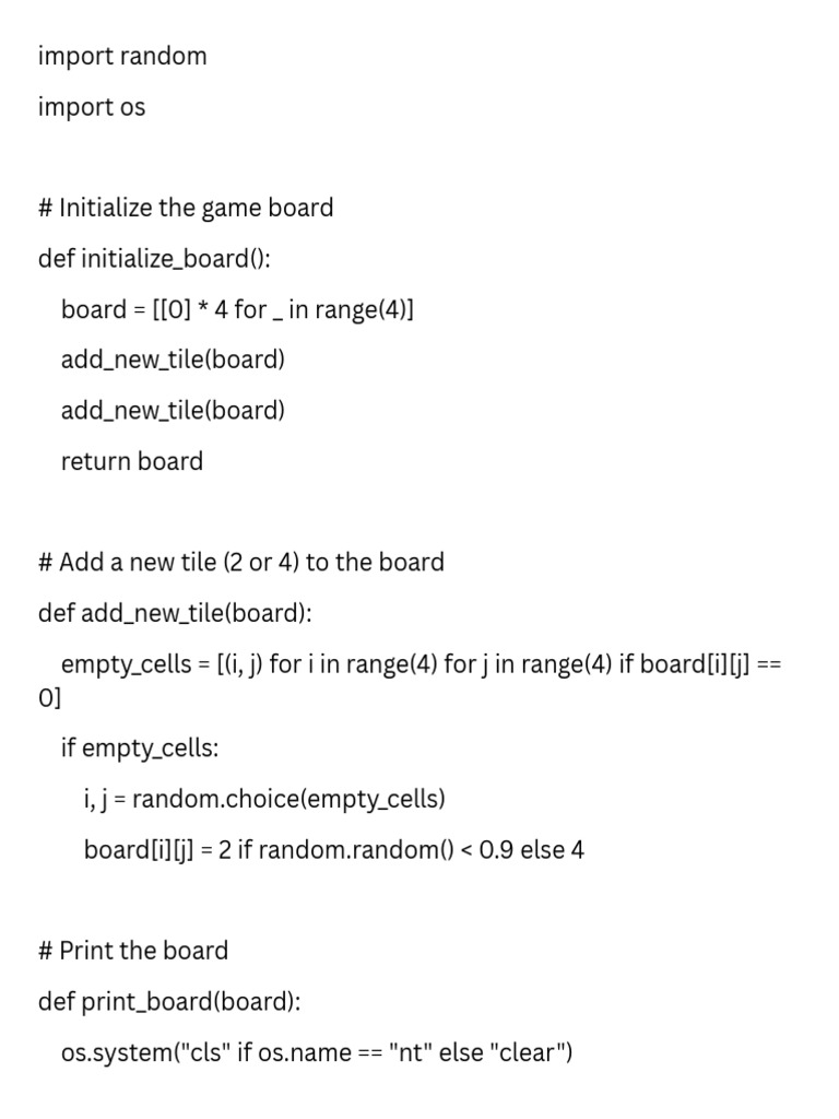 Python 2048 Game Implementation | PDF