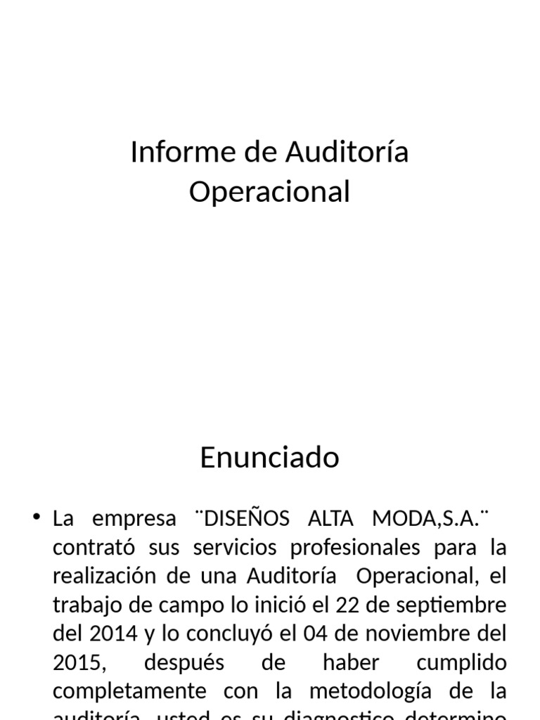 Informe de Auditoría Operacional | PDF | Business | Presupuesto