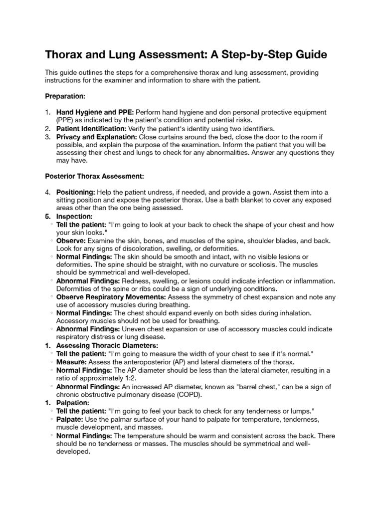 Thorax and Lung Assessment Guide | PDF | Thorax | Lung