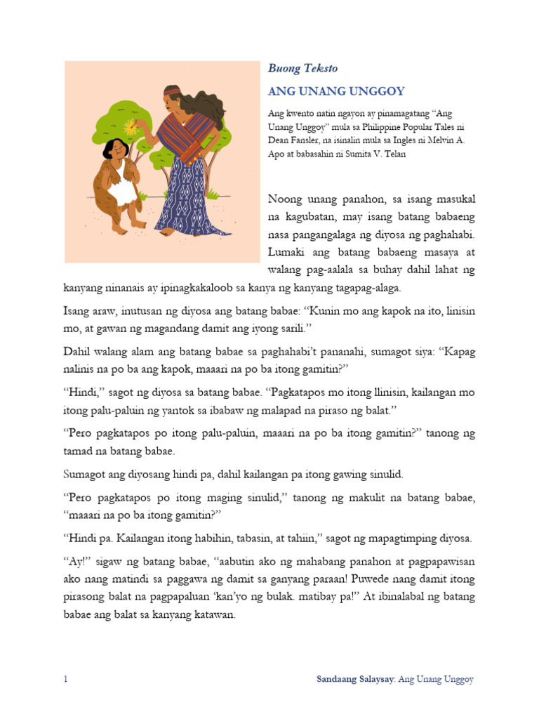 Ang Unang Unggoy Full Text | PDF