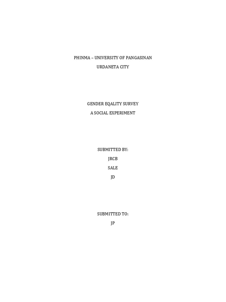 Soc001 Gender Equality Paper | PDF | Social Equality | Gender