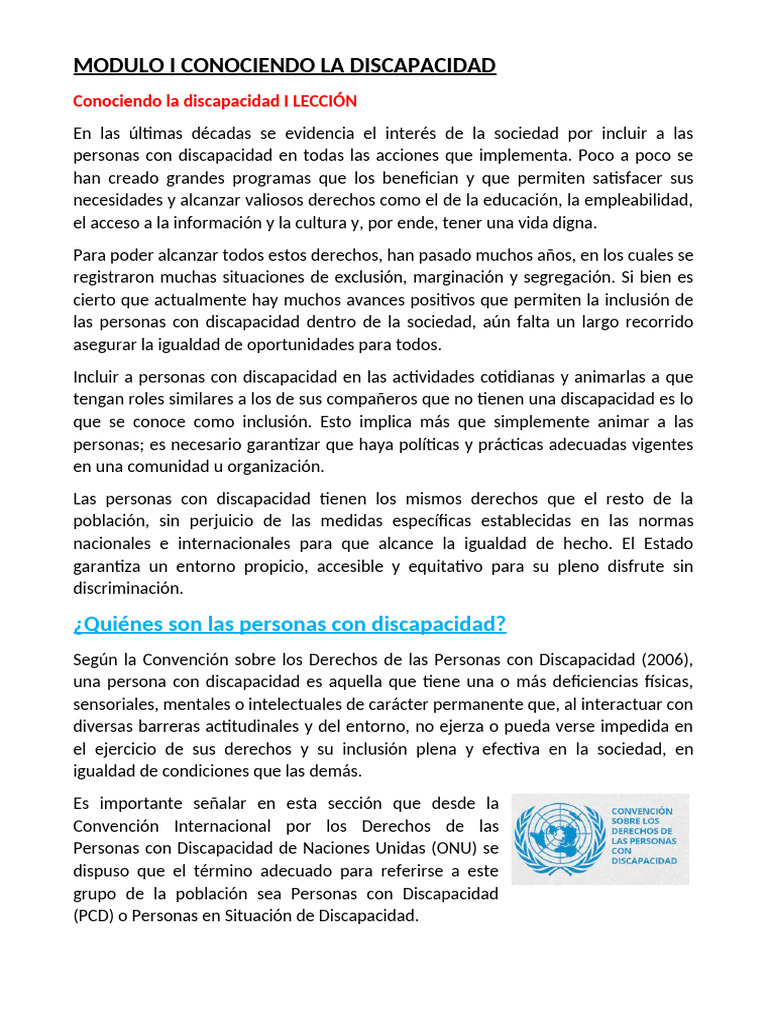 Inclusión y tipos de discapacidad | PDF | Invalidez | Discapacidad ...