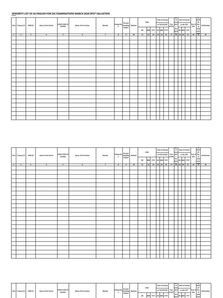 SSC Exam Seniority List March 2024 | PDF