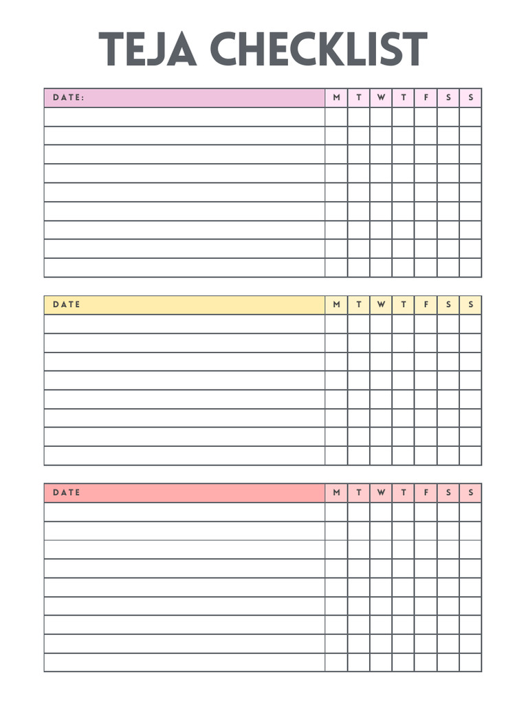 Weekly Checklist Template | PDF
