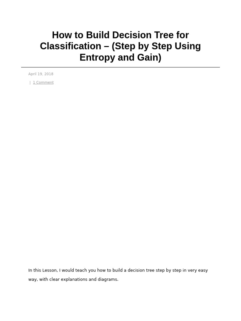 Decision Tree For Classification | PDF | Applied Mathematics | Algorithms