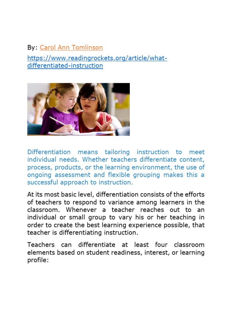 TOPIC 4 NOTE 2-What Is Differentiated Instruction | PDF ...