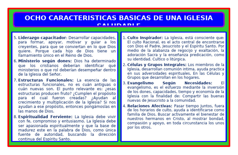 8 caracteristicas basicas de una iglesia saludable pdf iglesia