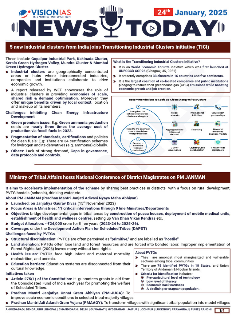VisionIAS Daily Current Affairs 24 January 2025 | PDF | Deep Sea | Waste