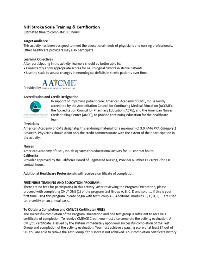 NIHSS Statement | PDF | Bias | Health Care