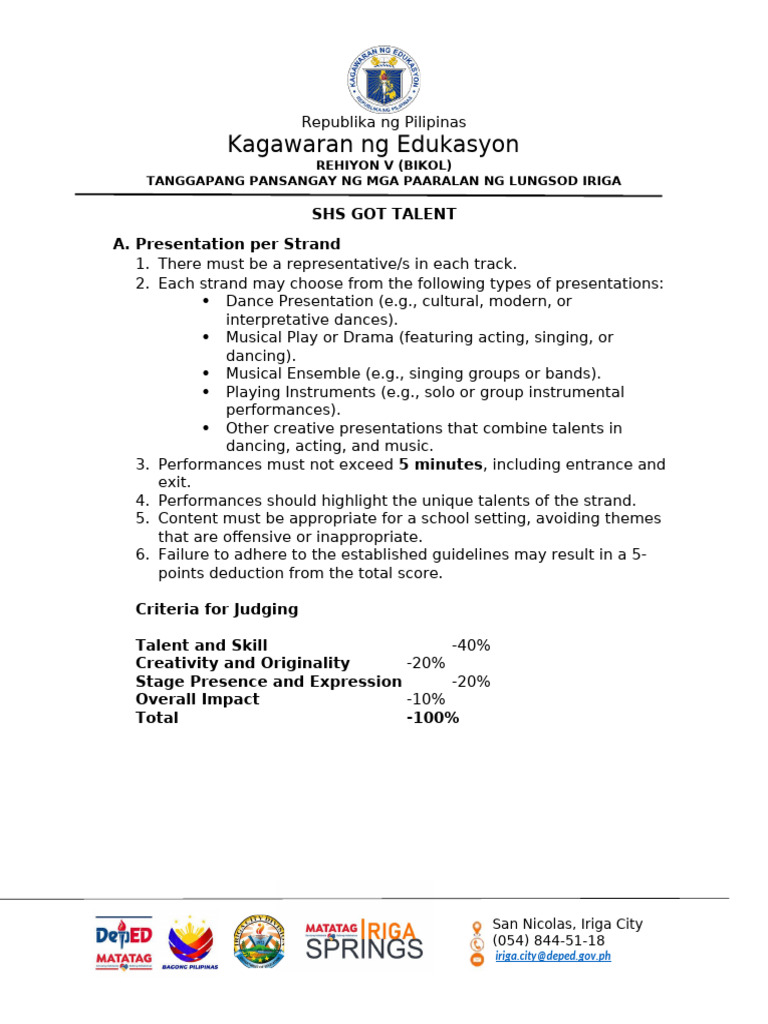 SHS GOT TALENT | PDF | Entertainment | Musicology