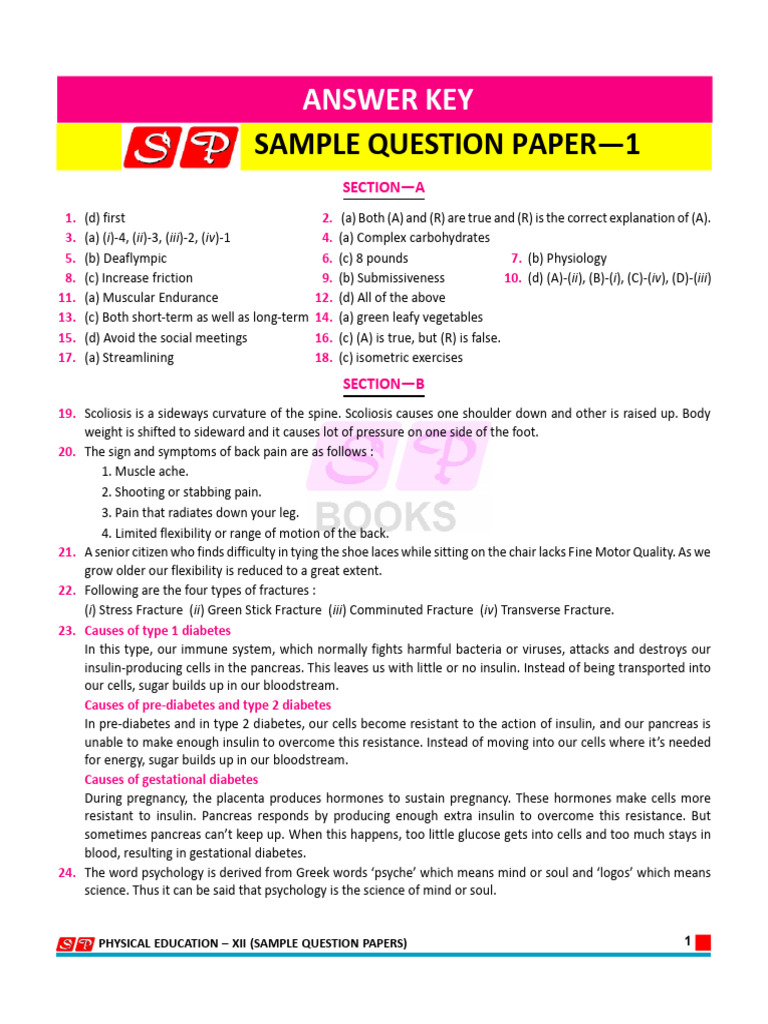 Physical Education XII Sample Papers | PDF | Fat | Saturated Fat