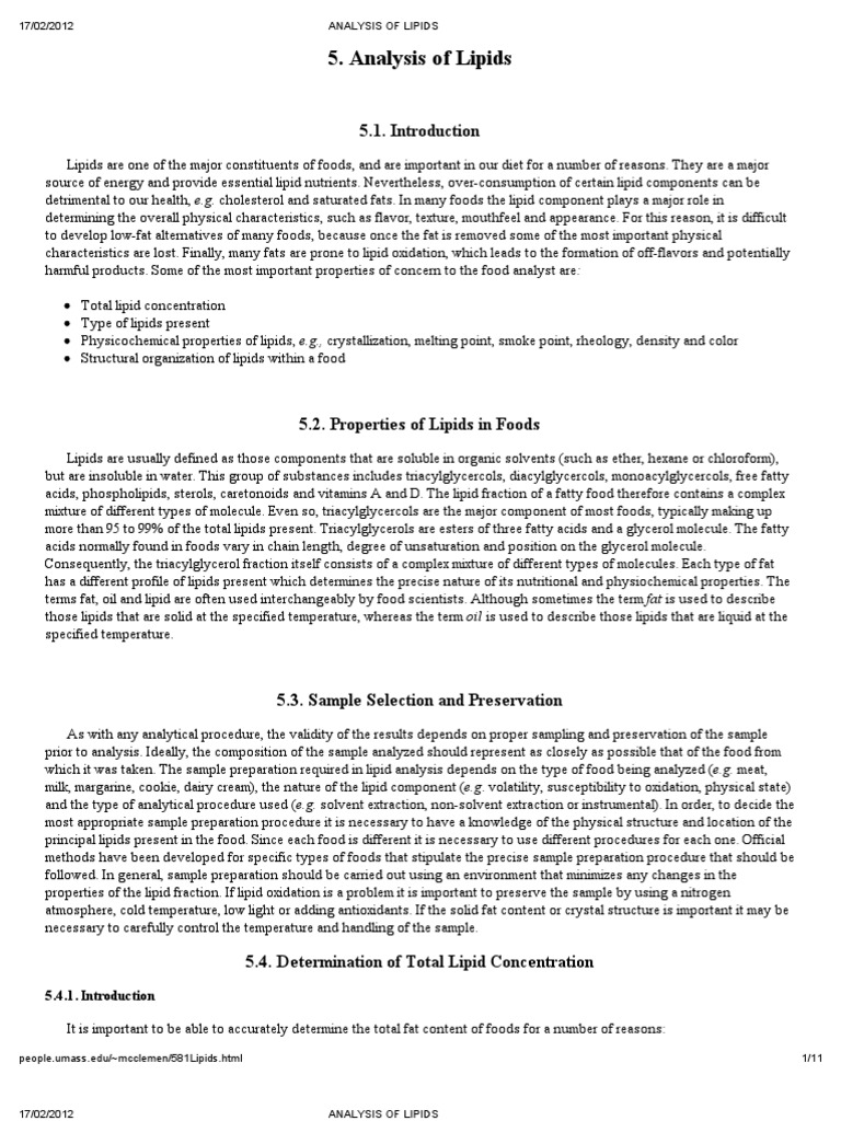 Analysis of Lipids PDF Chromatography Gas Chromatography