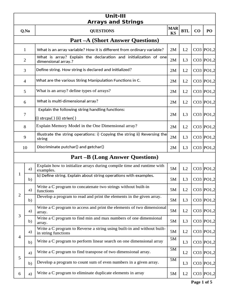 Arrays, Strings, and Pointers in C | PDF | Pointer (Computer ...