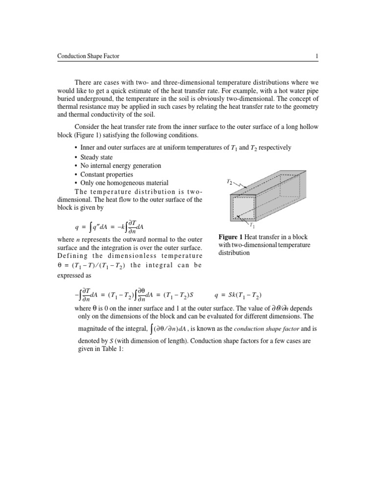 Conduction Shape Factors Explained | PDF | Heat Transfer | Thermal ...
