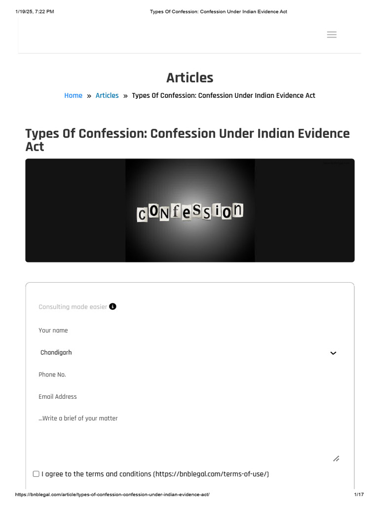 Types of Confessions in Indian Law | PDF | Confession (Law) | Evidence ...