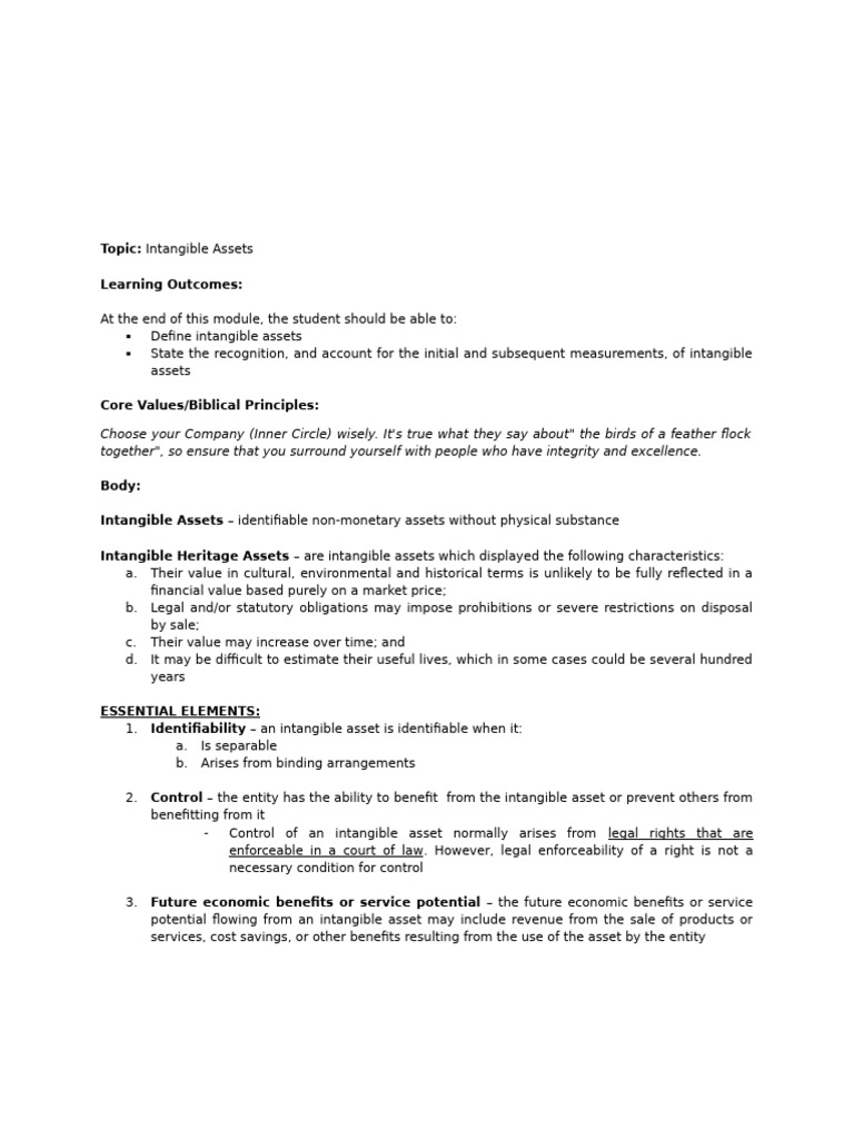 Chapter 11 Intangible Assets | PDF | Expense | Intangible Asset