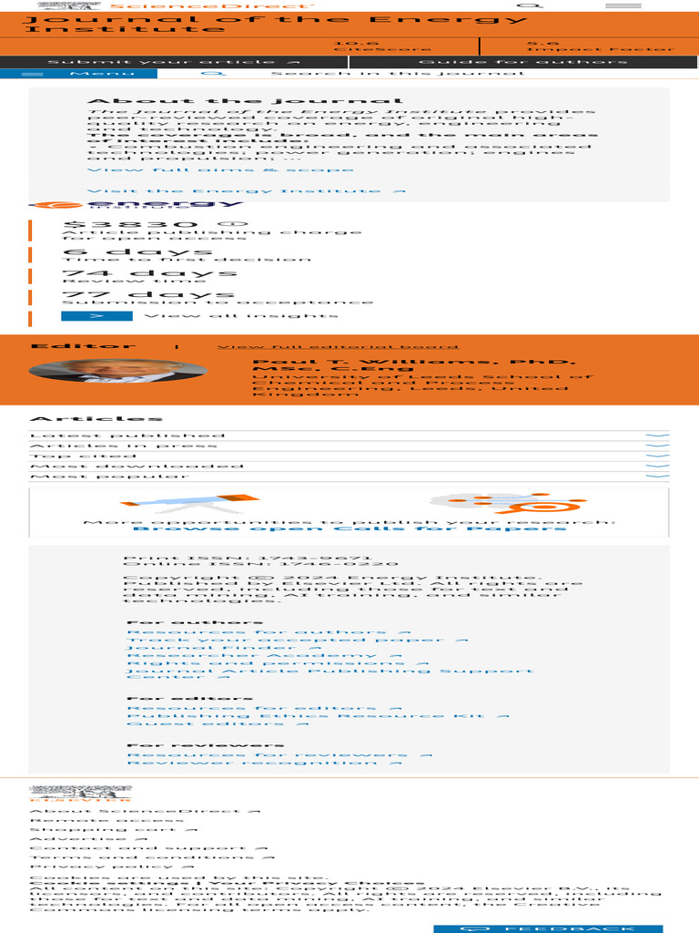 Journal of The Energy Institute ScienceDirect - Com by Elsevier | PDF ...