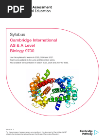 Cambridge International AS & A Level 9700 Biology syllabus for examination in 2025, 2026 and 2027