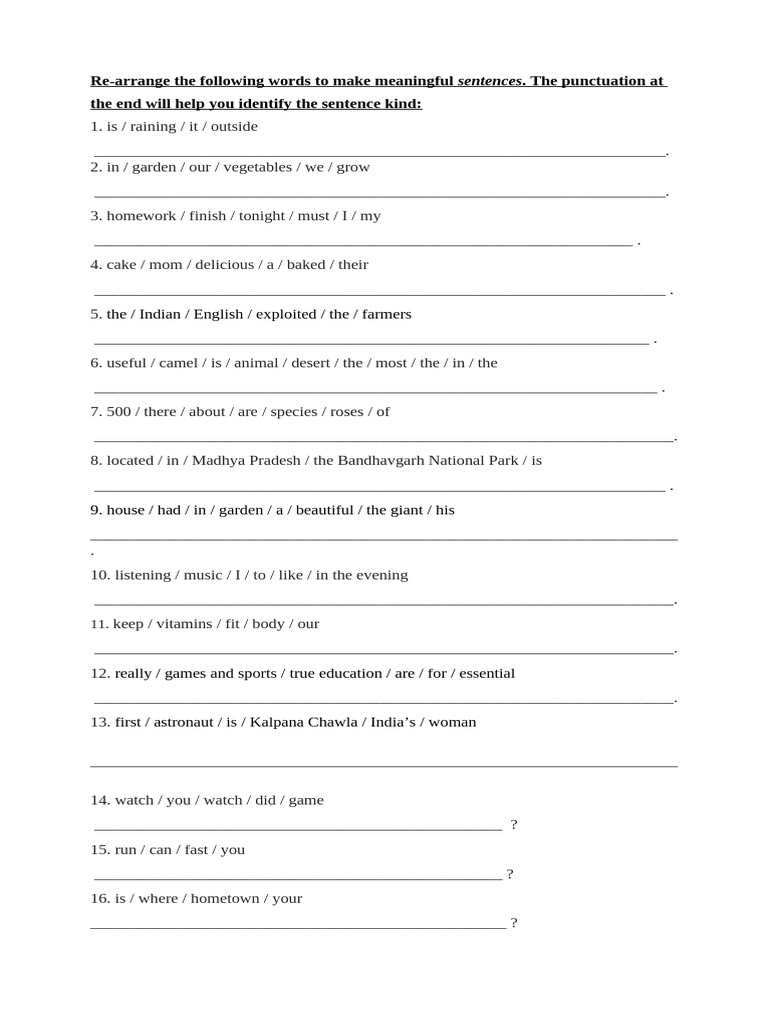 Sentence Rearrangement Exercises | PDF