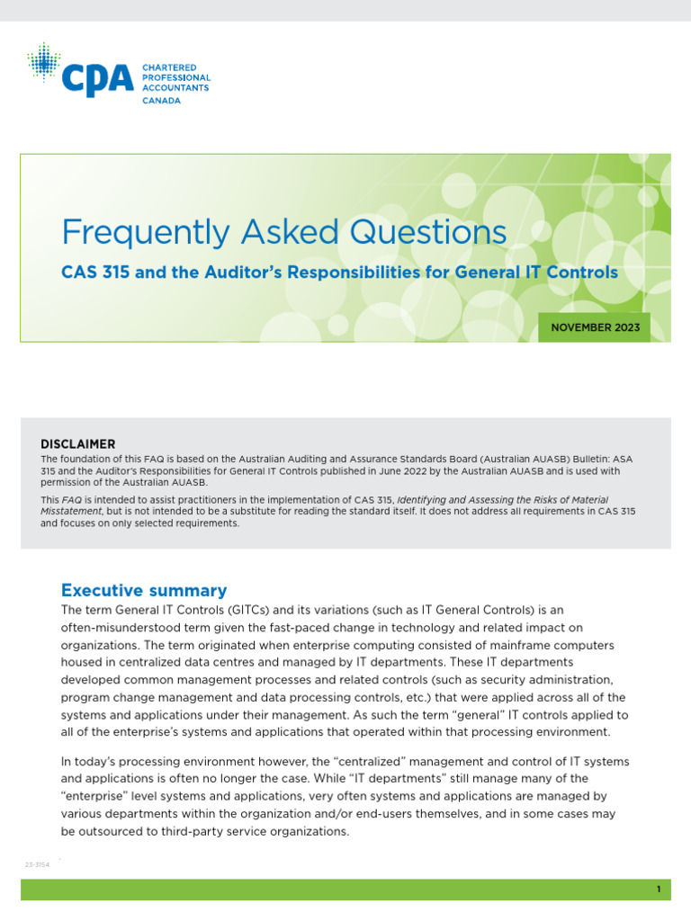 Understanding CAS 315 and GITCs | PDF | Audit | Databases