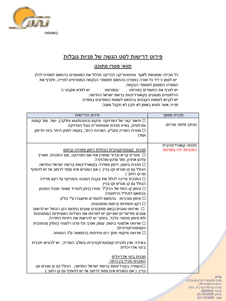 דרישות נתע להעלאת מסמכים | PDF