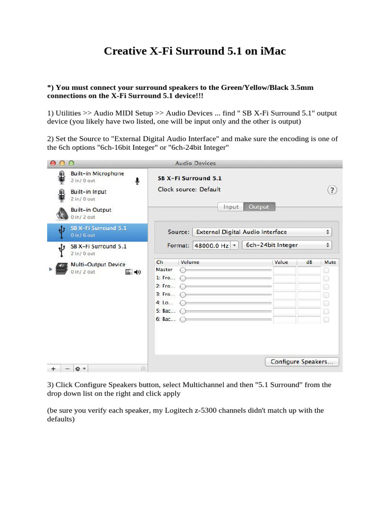 Set Up Creative X-Fi 5.1 on iMac | PDF | Electronics | Computing