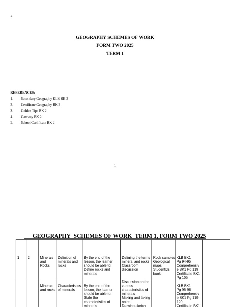 Form 2 Geography: Minerals & Rocks | PDF | Rock (Geology) | Plate Tectonics