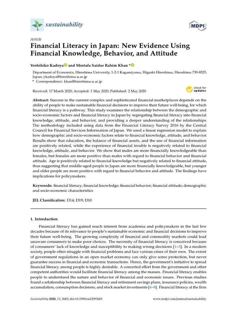 Financial Literacy Factors in Japan | PDF | Cost Of Living | Survey ...