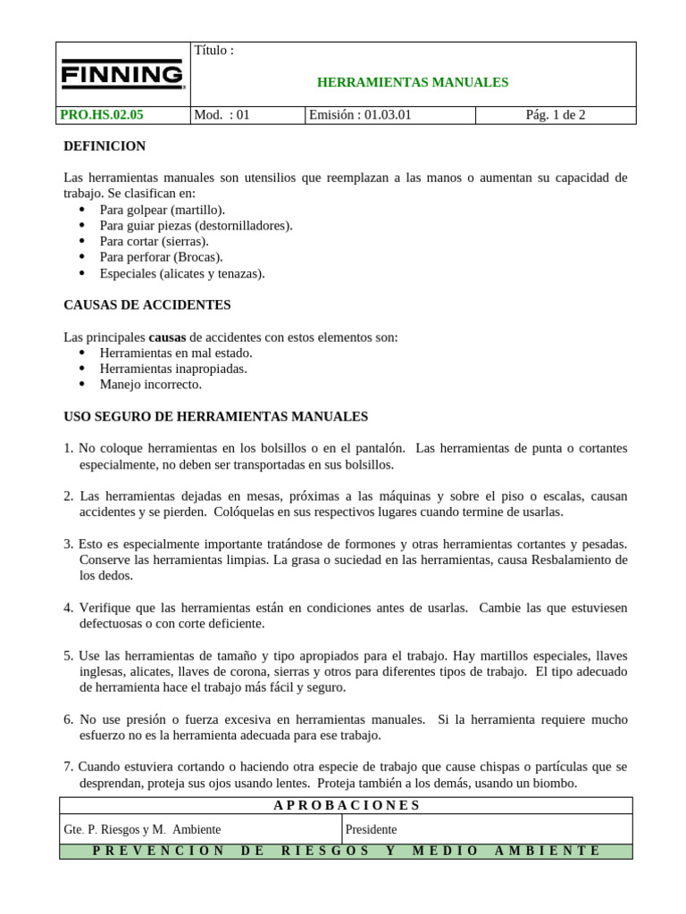 Uso Seguro de Herramientas Manuales | PDF | Herramientas