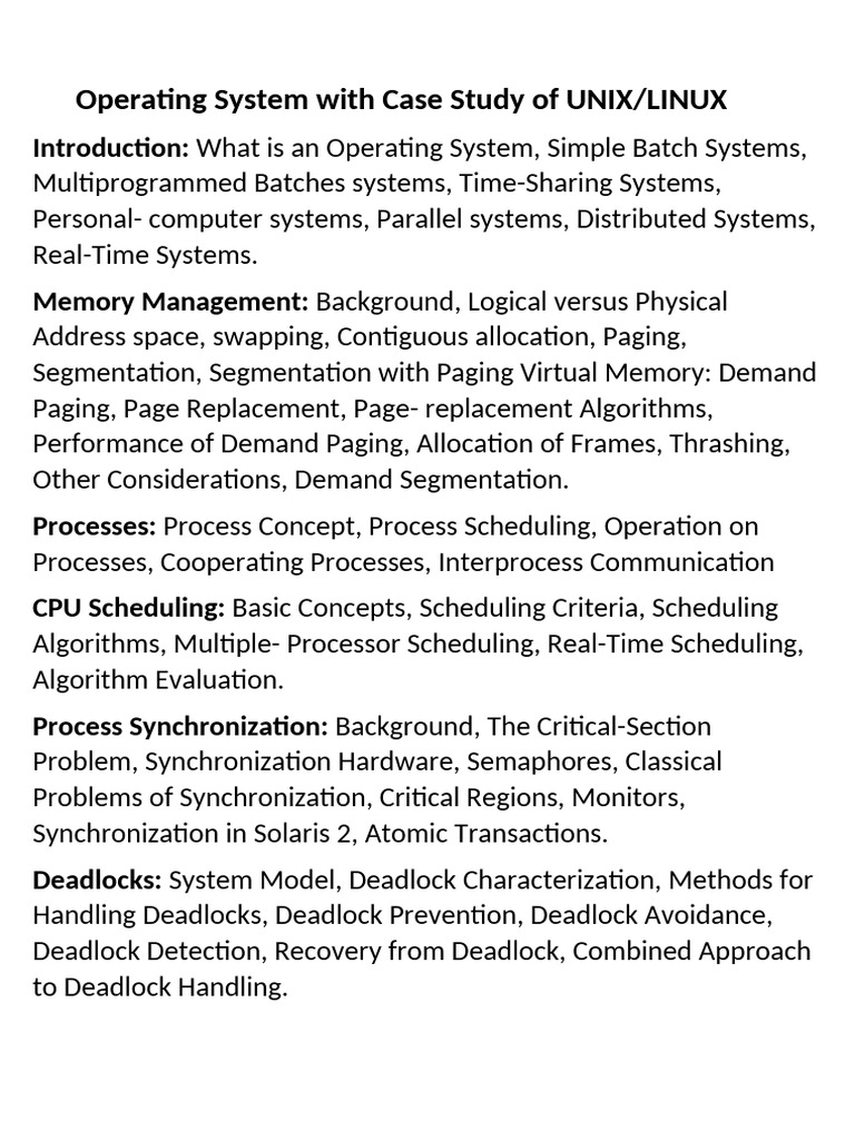 Operating System with Case Study of UNIX | PDF
