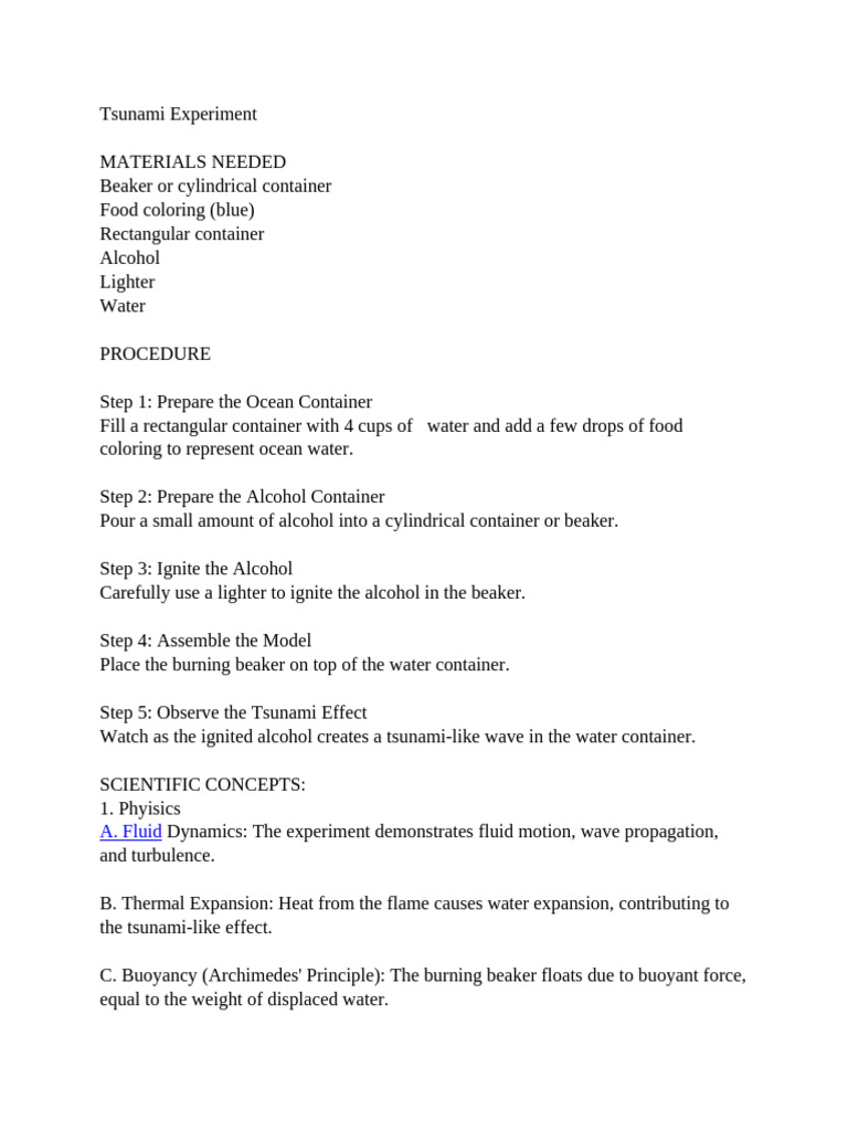 Tsunami Experiment | PDF