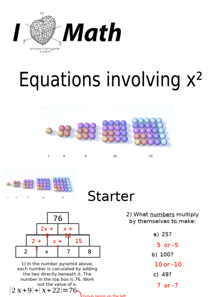 6) Equations Involving X | PDF | Equations | Elementary Mathematics