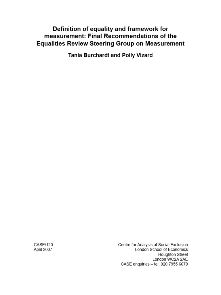 Equality Measurement Framework Recommendations | PDF | Social Equality ...