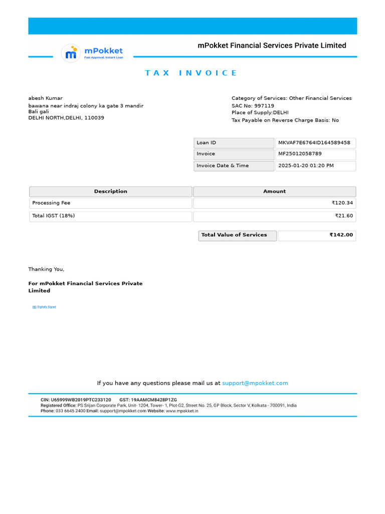 Tax Invoice MF25012058789 | PDF