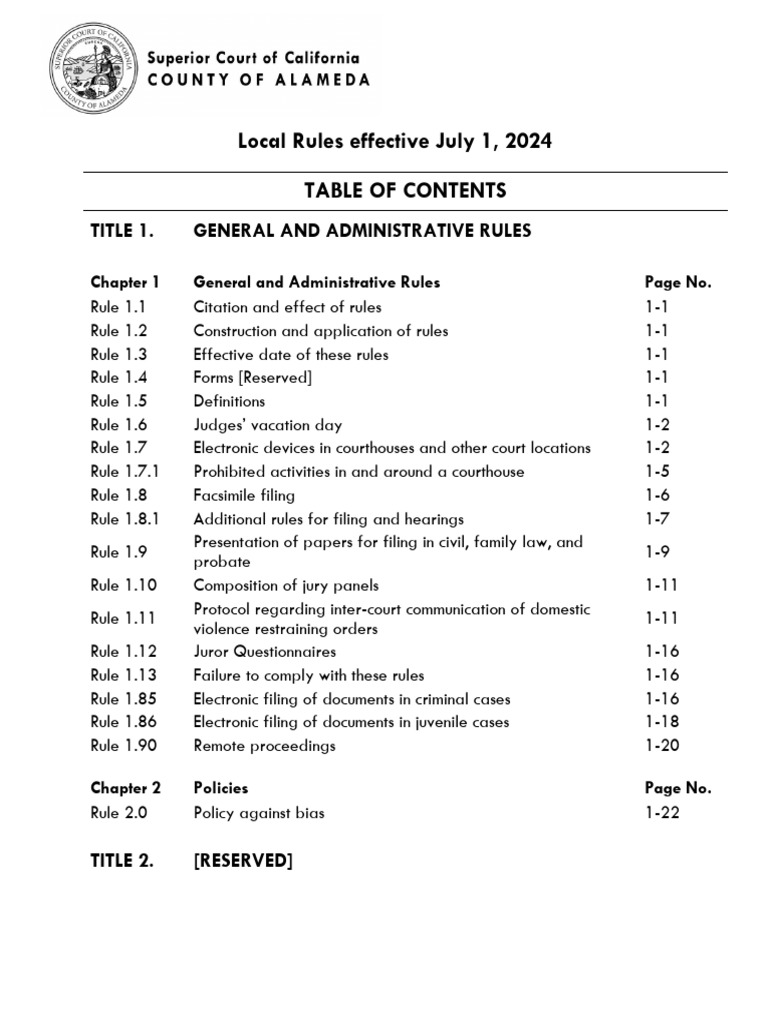 00 Table Contents 20240701 | PDF | Conservatorship | Alternative ...