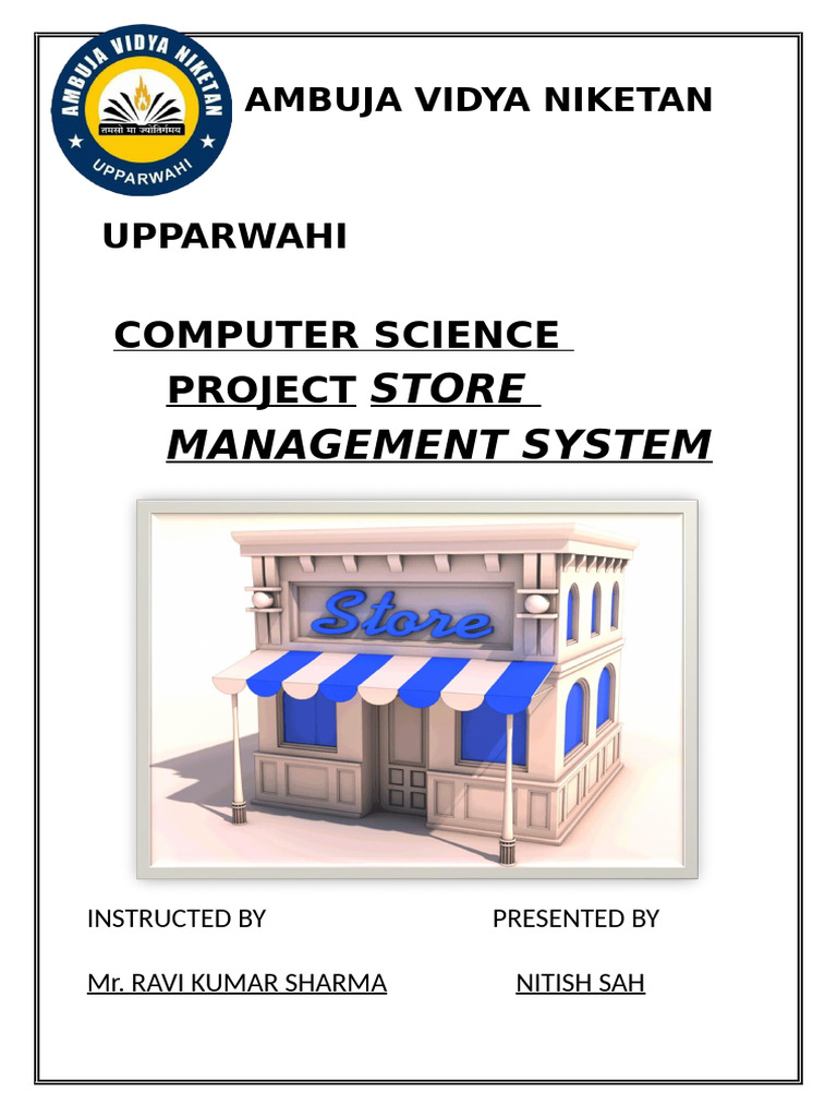 Store Management System Project | PDF | Menu (Computing) | Menu