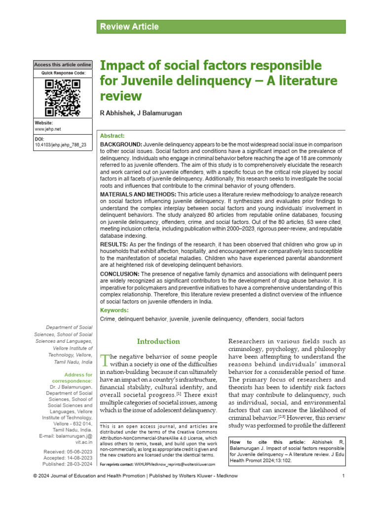 Social Factors in Juvenile Delinquency | PDF | Juvenile Delinquency ...
