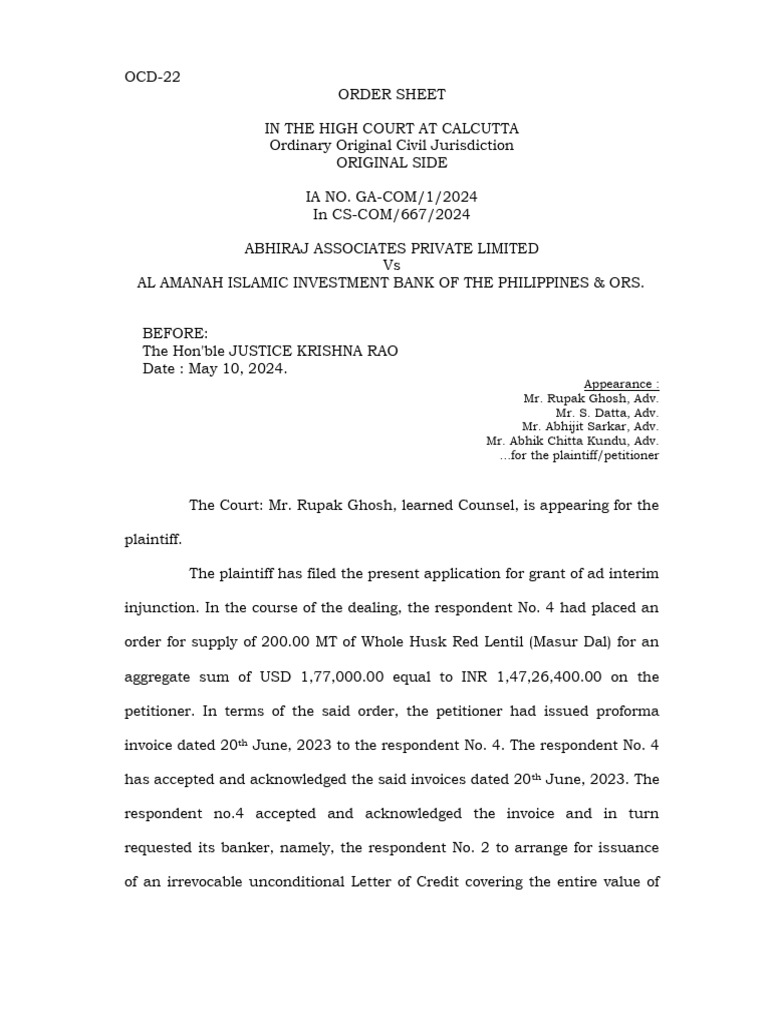 High Court Ruling on Payment Dispute | PDF | Banks | Letter Of Credit