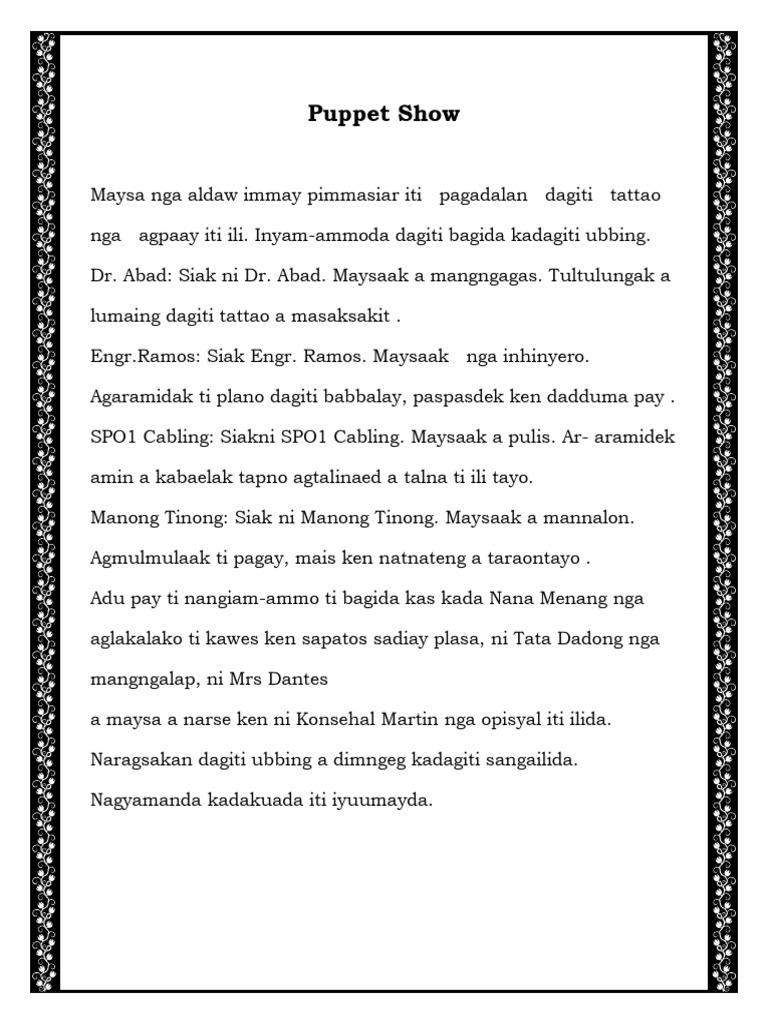 Puppet Show Pdf