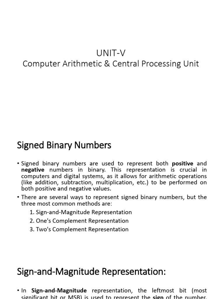 Computer Arithmetic: Signed Binary Methods | PDF | Central Processing ...