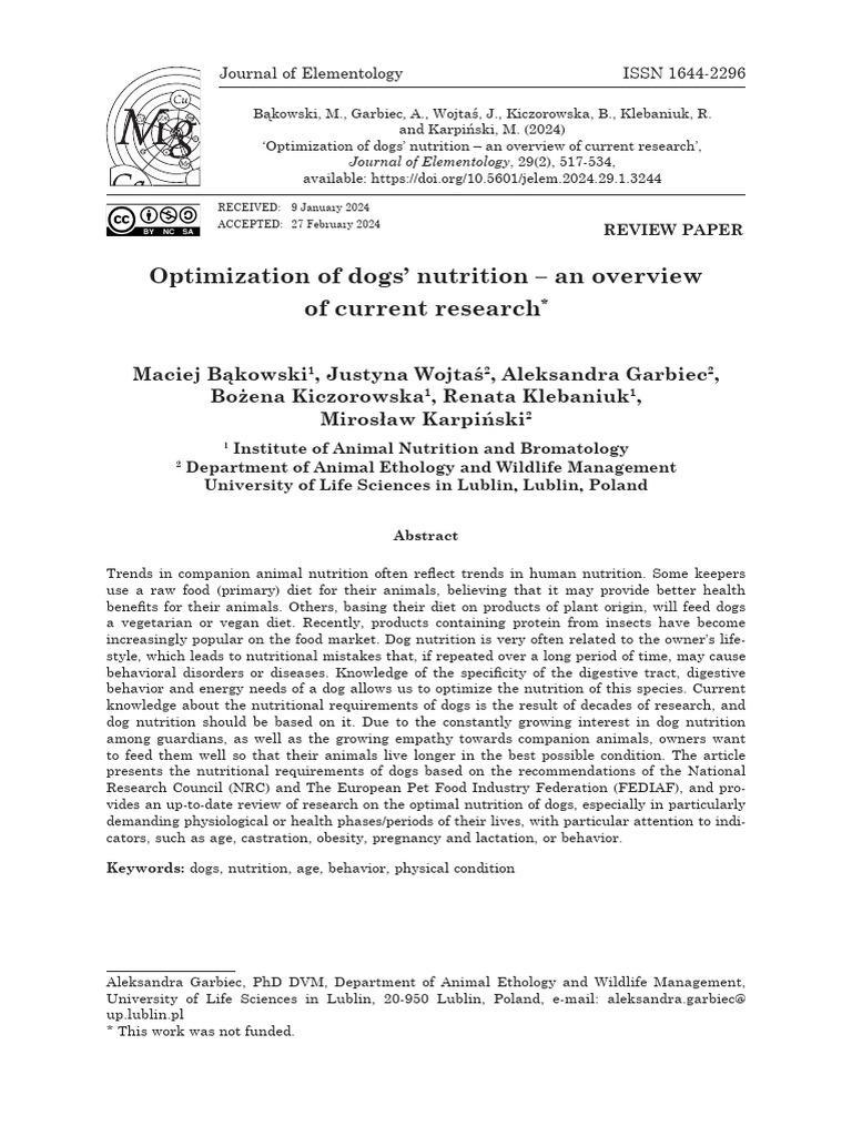 Image showcasing Optimization of Dogs' Nutrition | PDF | Obesity | Digestion