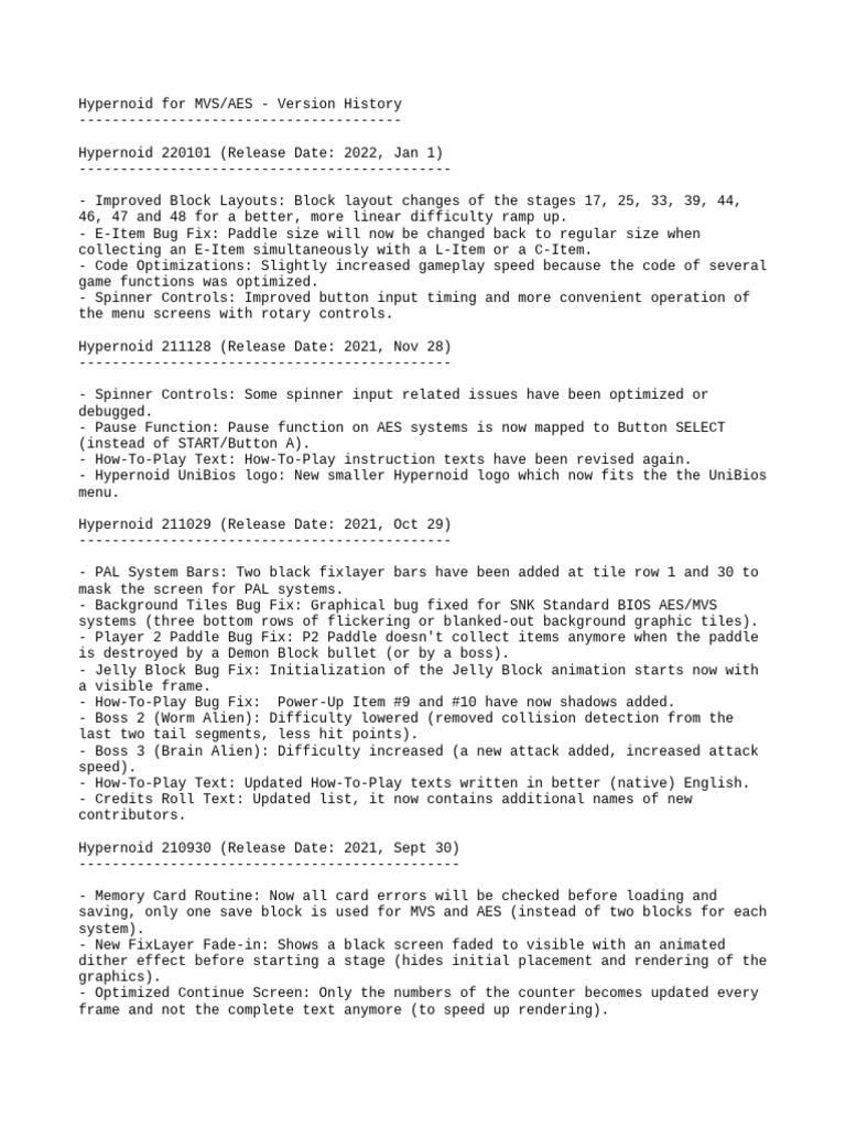 Hypernoid MVS/AES Version Updates | PDF | Software Bug | Computing