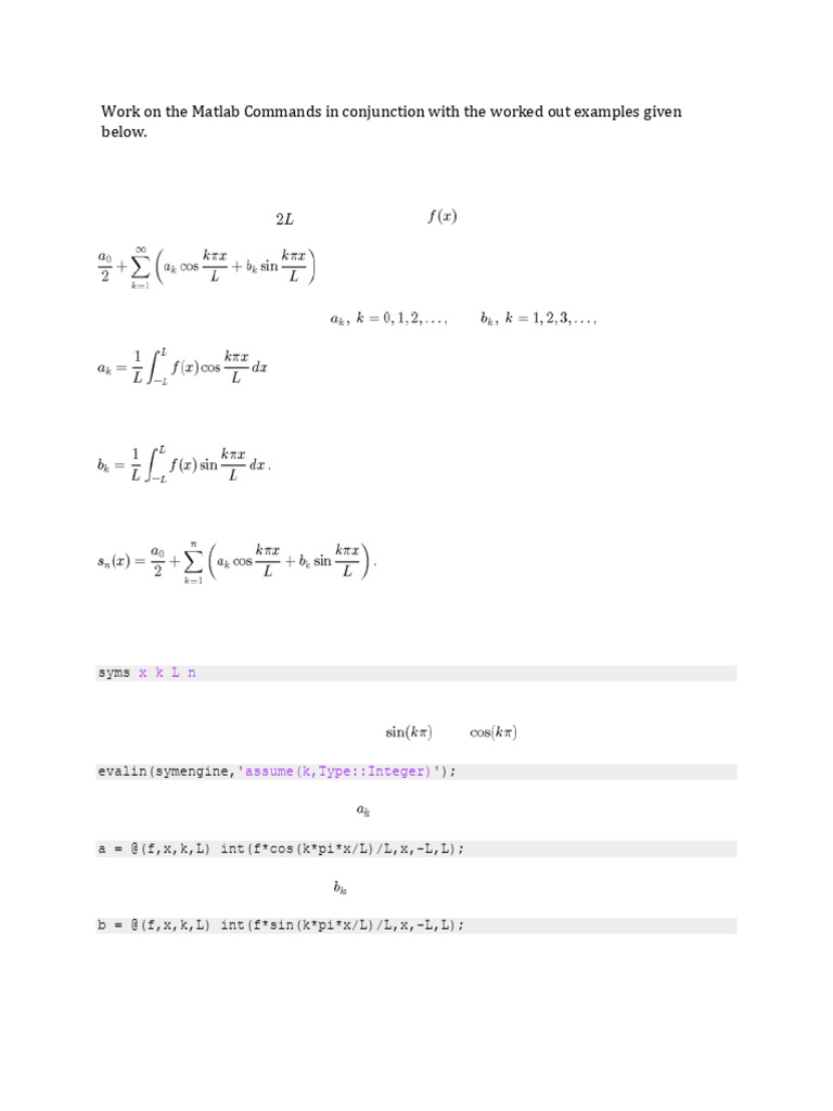 MATLAB Fourier Series Guide | PDF | Fourier Series | Functions And Mappings