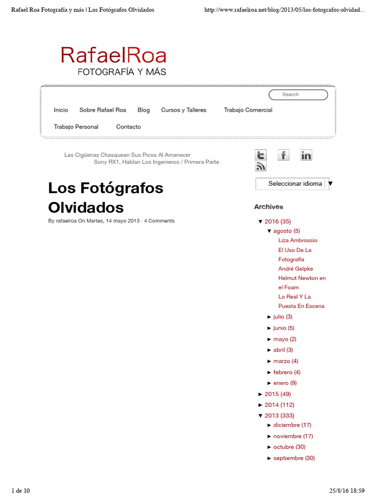 Rafael Roa Fotografía y Más - Los Fotógrafos Olvidados | PDF | Fotógrafo