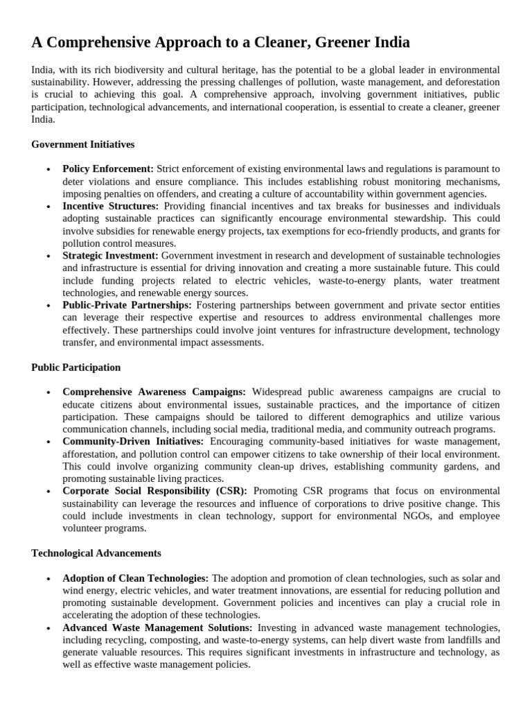 A Comprehensive Approach To A Cleaner | PDF | Clean Technology ...
