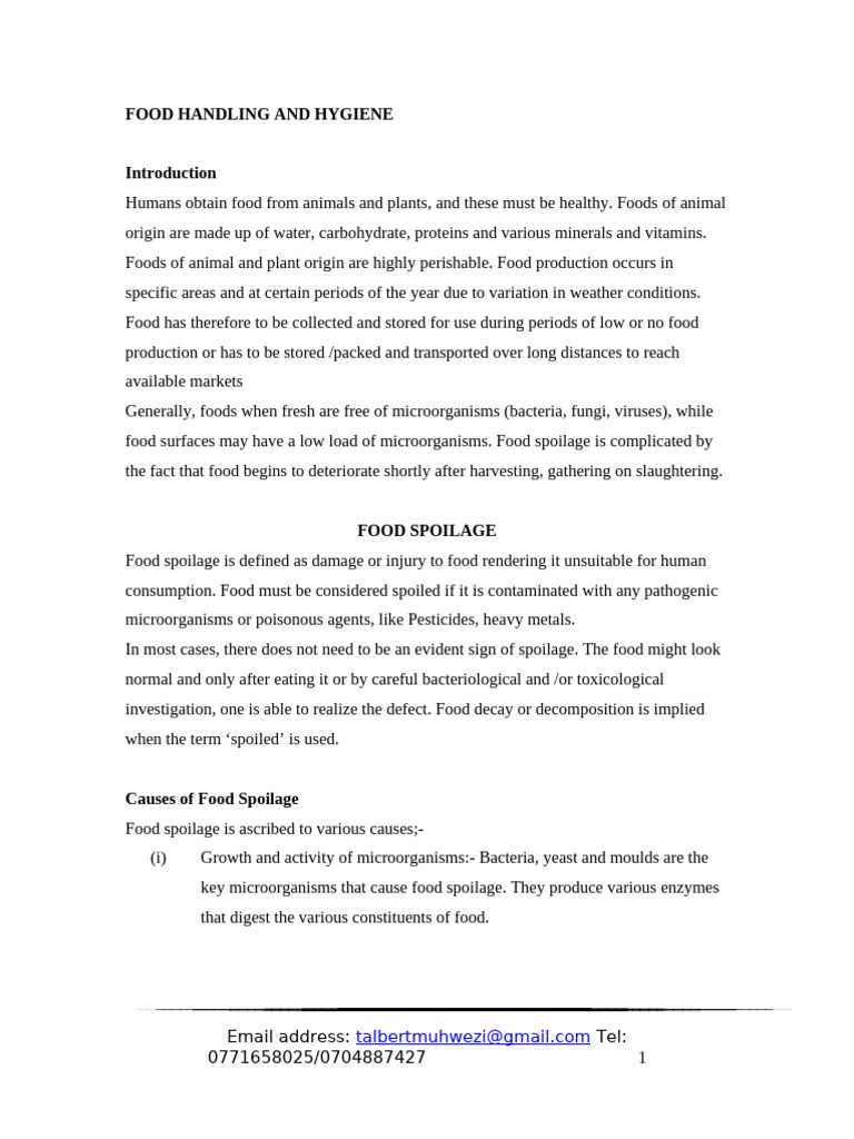 Food Handling and Hygiene Essentials | PDF | Food Preservation ...